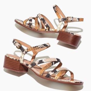 NIB Madewell Lori Heel Sandal in Snake Embossed Sandals